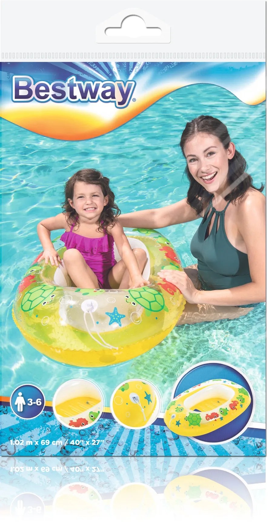 Nafukovací čln Bestway Kiddie Raft, žltý s motívom korytnačky, pre deti od 3 do 6 rokov. Nafukovací čln Bestway Kiddie Raft, žltý s motívom korytnačky, pre deti od 3 do 6 rokov.