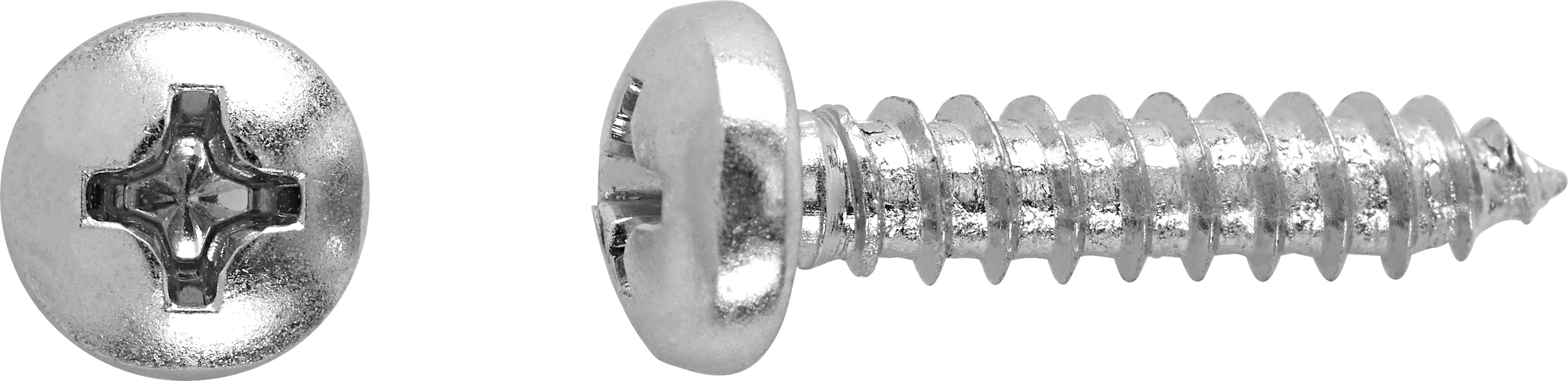 Skrutka do plechu s polguľ. hlavou PH2 plný závit bielo pozink. 3,5x9,5mm, 12ks Skrutka do plechu s polguľ. hlavou PH2 plný závit bielo pozink. 3,5x9,5mm, 12ks