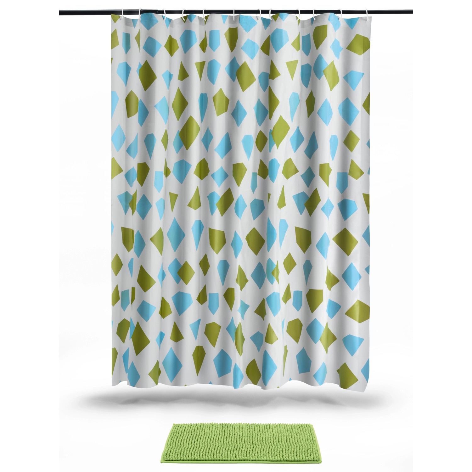 baliv Súprava kúpeľňového závesu a rohožky zelená baliv Súprava kúpeľňového závesu a rohožky zelená