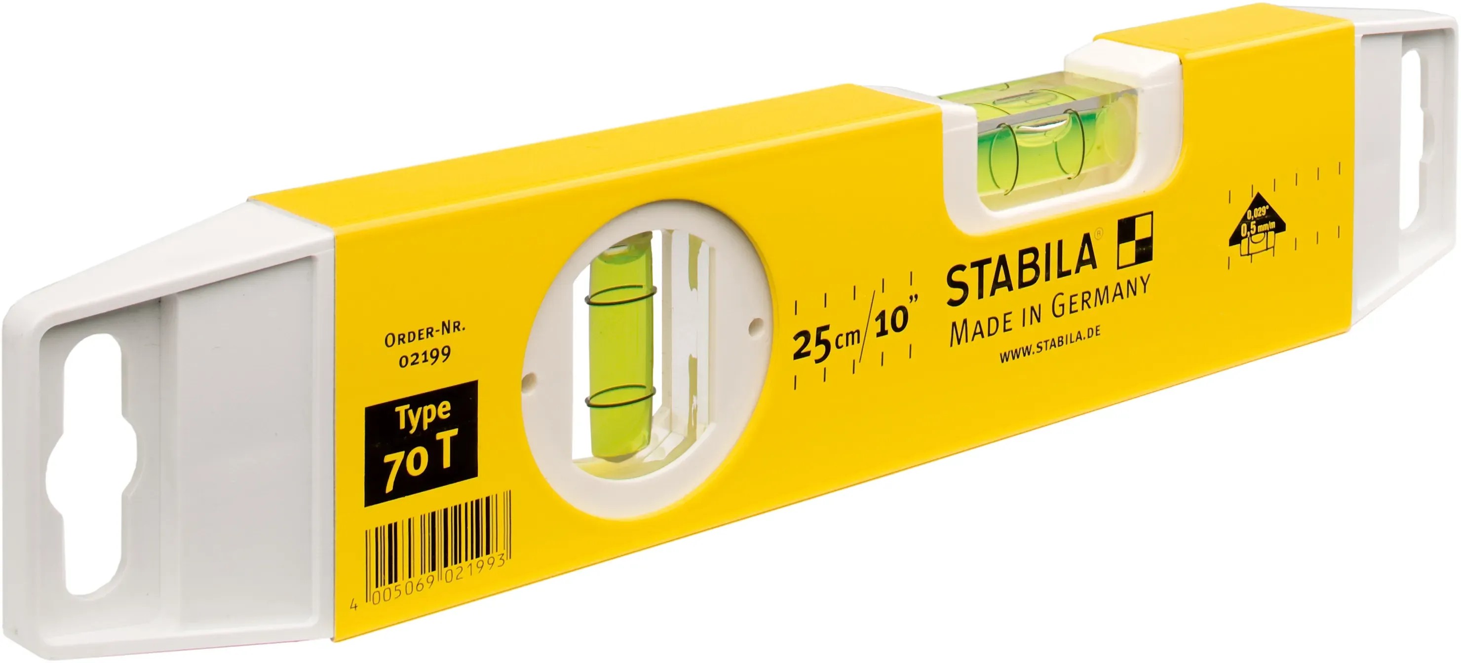 STABILA Vodováha Torpedo, typ 70 T, 2x libela, 25 cm STABILA Vodováha Torpedo, typ 70 T, 2x libela, 25 cm