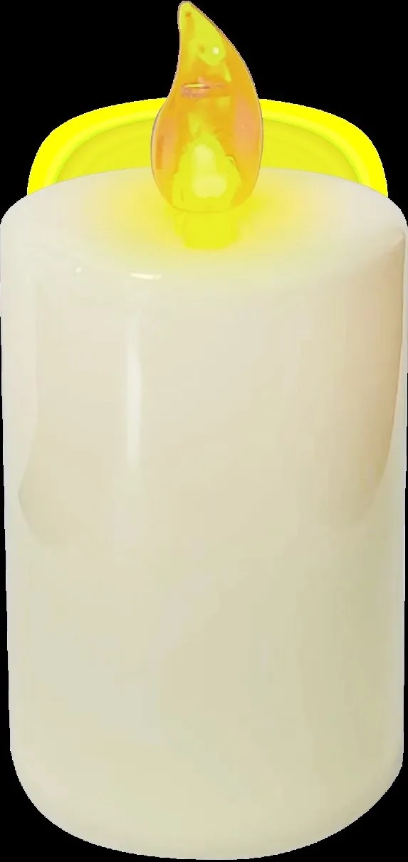 Biela LED sviečka so žltým blikajúcim svetlom pre atmosférické osvetlenie. Biela LED sviečka so žltým blikajúcim svetlom pre atmosférické osvetlenie.