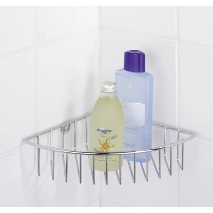 Wenko Rohová polička Genola na nástennú montáž oceľ 26 x 5,5 x 20 cm pochrómovan Wenko Rohová polička Genola na nástennú montáž oceľ 26 x 5,5 x 20 cm pochrómovan