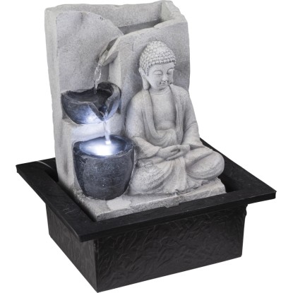 GLOBO LED stolní fontána ALBERT, Buddha, 0,13 W, sivá/černá, 21 x 18,5 x 25,5 cm GLOBO LED stolní fontána ALBERT, Buddha, 0,13 W, sivá/černá, 21 x 18,5 x 25,5 cm