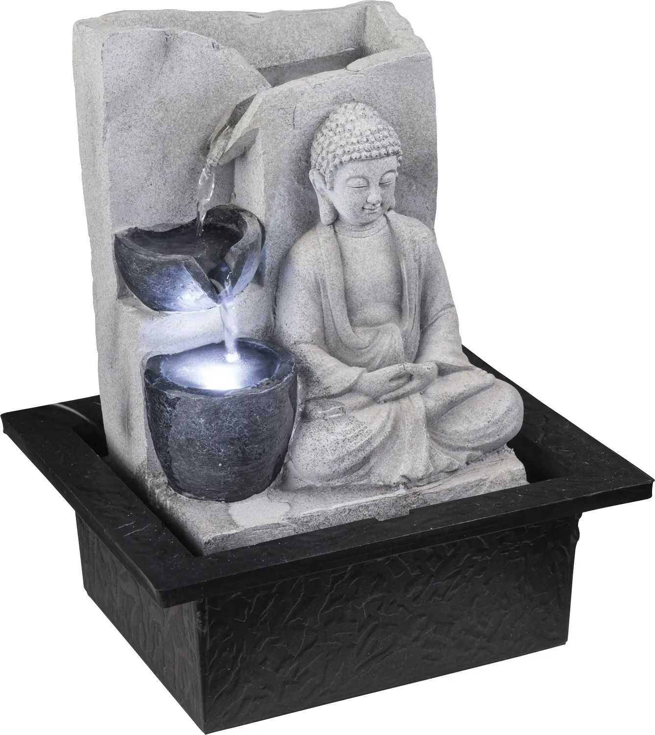 GLOBO LED stolní fontána ALBERT, Buddha, 0,13 W, sivá/černá, 21 x 18,5 x 25,5 cm GLOBO LED stolní fontána ALBERT, Buddha, 0,13 W, sivá/černá, 21 x 18,5 x 25,5 cm