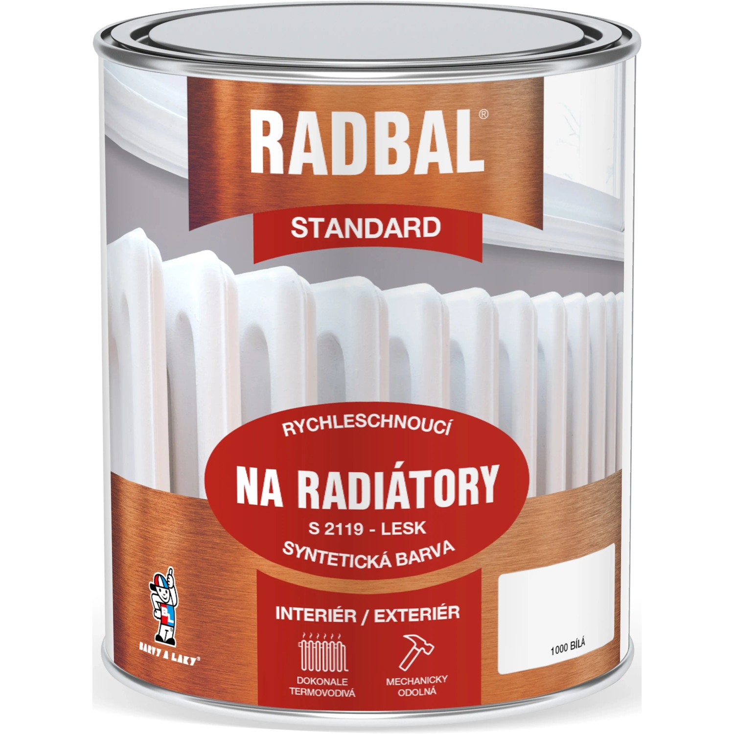RADBAL Syntetická farba na radiátory STANDARD S 2119 lesklá 1000 biela 600 ml RADBAL Syntetická farba na radiátory STANDARD S 2119 lesklá 1000 biela 600 ml