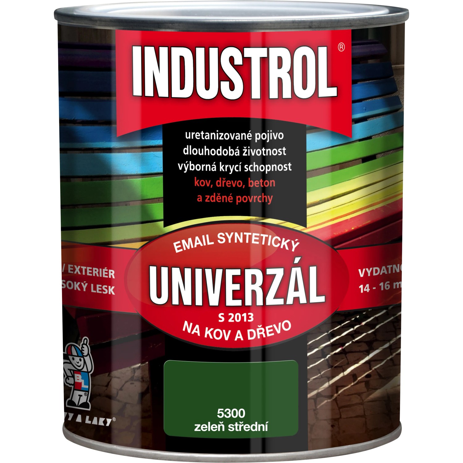 INDUSTROL Email na kov a drevo S2013 UNIVERZÁL 5300 zeleň stredná 750 ml INDUSTROL Email na kov a drevo S2013 UNIVERZÁL 5300 zeleň stredná 750 ml