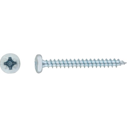 Uni skrutky s polguľatou hlavou PZ2 plný závit bielo pozinkovaný 4 x 12 mm, 50ks Uni skrutky s polguľatou hlavou PZ2 plný závit bielo pozinkovaný 4 x 12 mm, 50ks