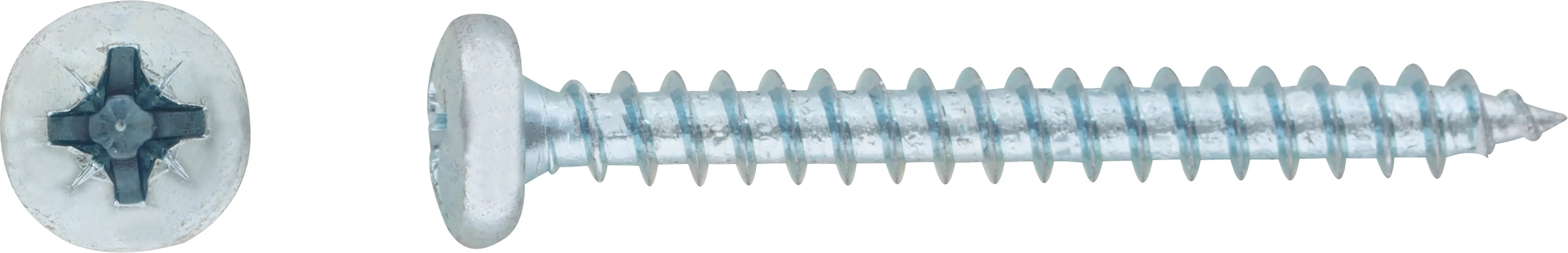 Uni skrutky s polguľatou hlavou PZ2 plný závit bielo pozinkovaný 4 x 12 mm, 50ks Uni skrutky s polguľatou hlavou PZ2 plný závit bielo pozinkovaný 4 x 12 mm, 50ks