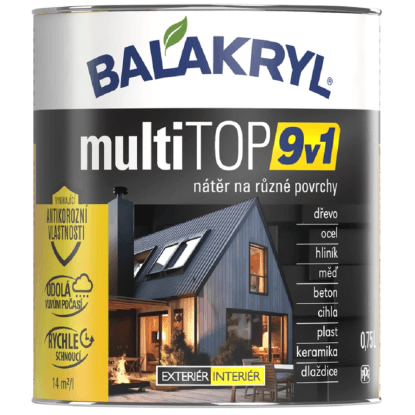 Balakryl Multifunkčná akrylátová farba multiTOP 9v1 7016 antracitovo sivá, 2,5 l Balakryl Multifunkčná akrylátová farba multiTOP 9v1 7016 antracitovo sivá, 2,5 l