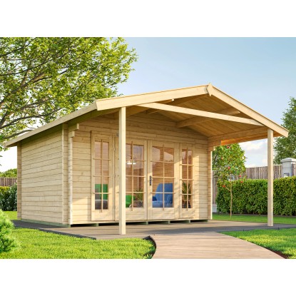 Weka Drevený záhradný domček s prístreškom 137 A veľ. 1, prírodný, 380 x 500 cm Weka Drevený záhradný domček s prístreškom 137 A veľ. 1, prírodný, 380 x 500 cm