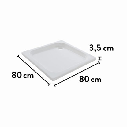 Štvorcová, extra plochá, biela sprchová vanička baliv DW-80.30 E, 80x80 cm s rozmermi. Štvorcová, extra plochá, biela sprchová vanička baliv DW-80.30 E, 80x80 cm s rozmermi.