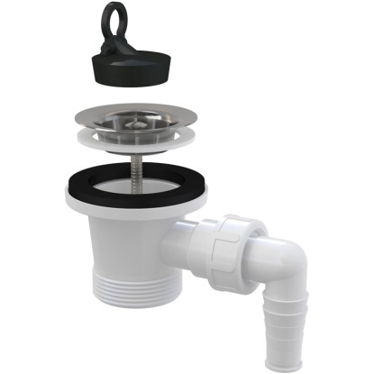 Alca Výpusť umývadlová A31P s príp., nerez mr. pr. 62 mm, guma. zátka, 6/4" Alca Výpusť umývadlová A31P s príp., nerez mr. pr. 62 mm, guma. zátka, 6/4"