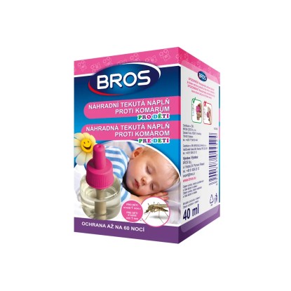 BROS Náhradné tekuté náplne do odparovača proti komárom pre deti 60 nocí BROS Náhradné tekuté náplne do odparovača proti komárom pre deti 60 nocí