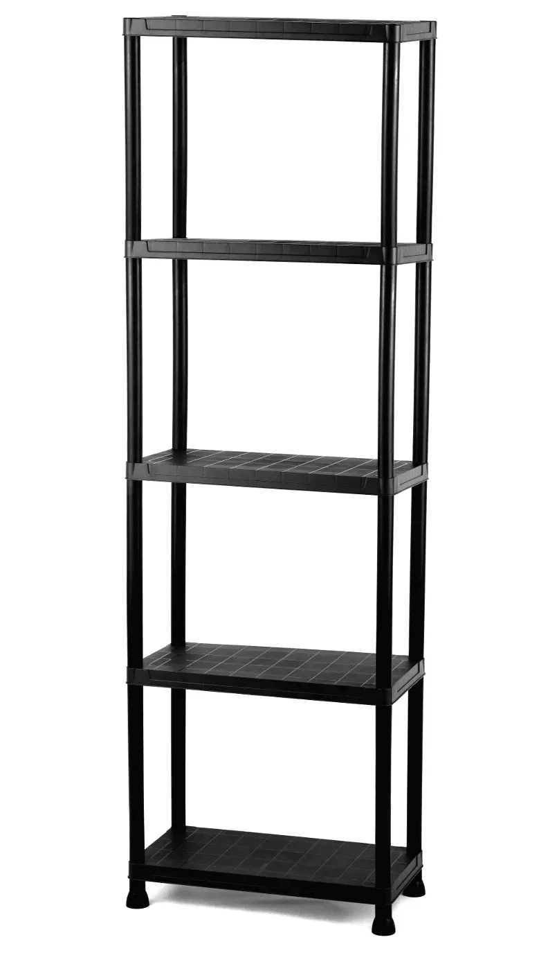 Igotrend Plastový regál, 5 políc, čierna, 60 x 30 x 180 cm Igotrend Plastový regál, 5 políc, čierna, 60 x 30 x 180 cm