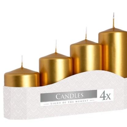 Adventné sviečky stupňovité metalické zlaté 5 x 7/9/11/13 cm, 4ks Adventné sviečky stupňovité metalické zlaté 5 x 7/9/11/13 cm, 4ks