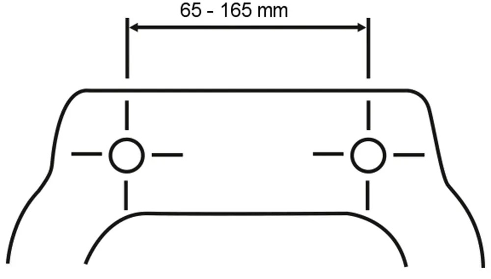 Nákres: WC sedadlo Bois Duroplast, rozstup otvorov 65-165 mm pre montáž. Nákres: WC sedadlo Bois Duroplast, rozstup otvorov 65-165 mm pre montáž.