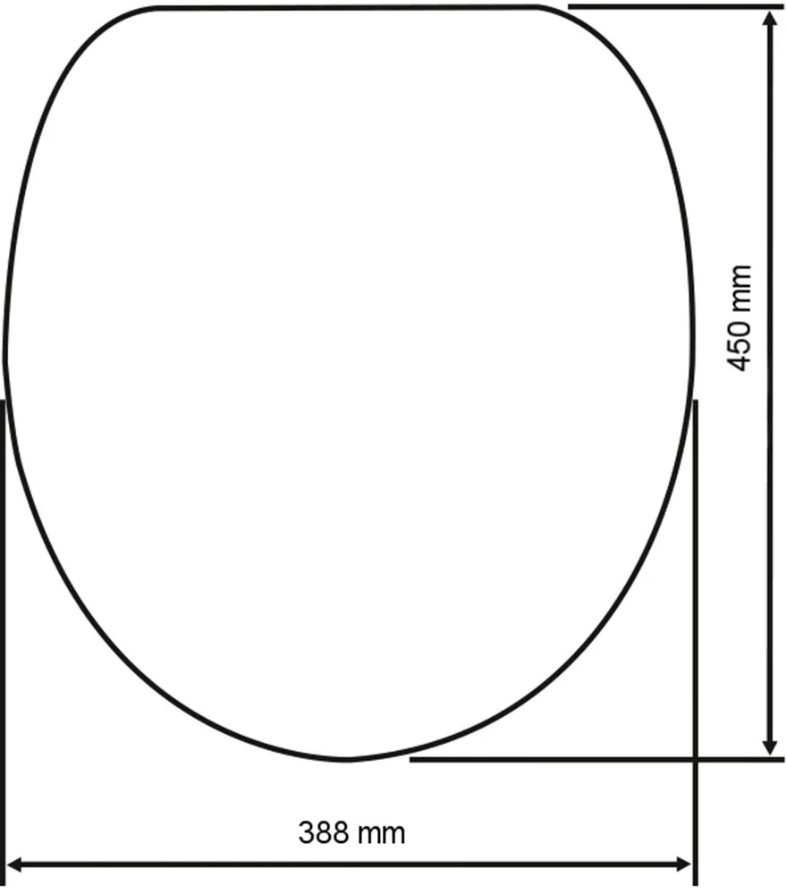 Technický nákres: WC sedadlo Wenko Bois Duroplast s rozmermi 450 x 388 mm. Technický nákres: WC sedadlo Wenko Bois Duroplast s rozmermi 450 x 388 mm.