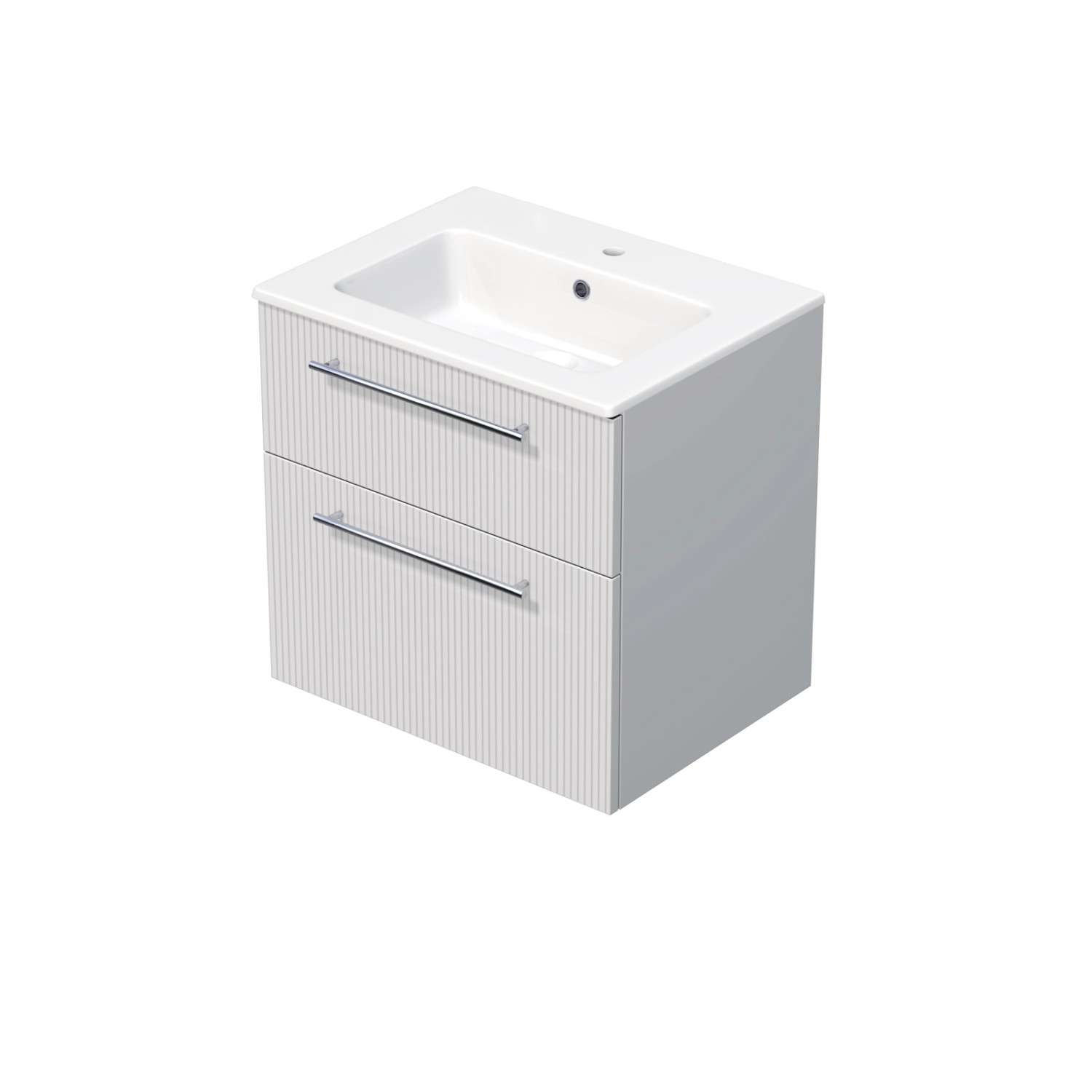 INTEDOOR Kúpeľ.skriňa+umývadlo BEE, úchyt chróm, 2 zás., š. 61 cm, biela 3D pruh INTEDOOR Kúpeľ.skriňa+umývadlo BEE, úchyt chróm, 2 zás., š. 61 cm, biela 3D pruh