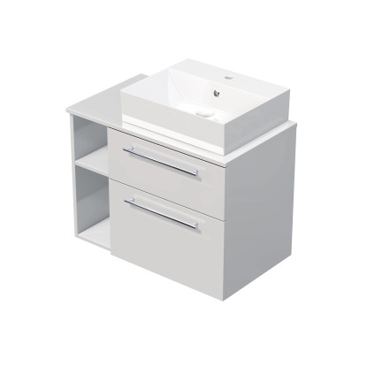 INTEDOOR Kúpeľ.skriňa+umývadlo BEE, úchyt chróm, 80cm, regál vľavo, biela lesk INTEDOOR Kúpeľ.skriňa+umývadlo BEE, úchyt chróm, 80cm, regál vľavo, biela lesk