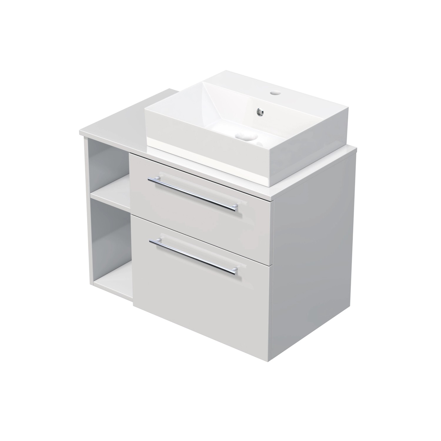 INTEDOOR Kúpeľ.skriňa+umývadlo BEE, úchyt chróm, 80cm, regál vľavo, biela lesk INTEDOOR Kúpeľ.skriňa+umývadlo BEE, úchyt chróm, 80cm, regál vľavo, biela lesk