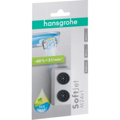 Hansgrohe Súprava perlátorov SoftJet M24x1 s obmedzovačom prietoku 5 l/min, 2 ks Hansgrohe Súprava perlátorov SoftJet M24x1 s obmedzovačom prietoku 5 l/min, 2 ks