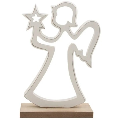 Anjel drevený na postavenie biely, 17 cm Anjel drevený na postavenie biely, 17 cm