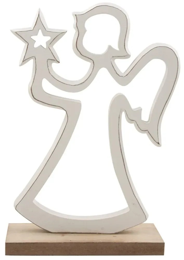 Anjel drevený na postavenie biely, 17 cm Anjel drevený na postavenie biely, 17 cm