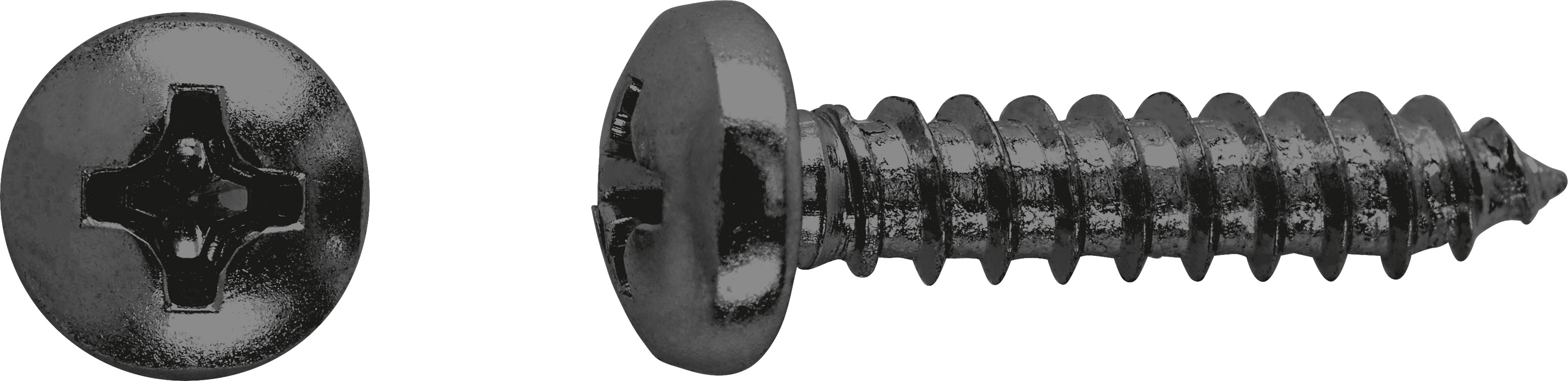 Skrutka do plechu s polguľ. hlavou PH3 plný závit čierno pozink. 5,5x25 mm, 12ks Skrutka do plechu s polguľ. hlavou PH3 plný závit čierno pozink. 5,5x25 mm, 12ks