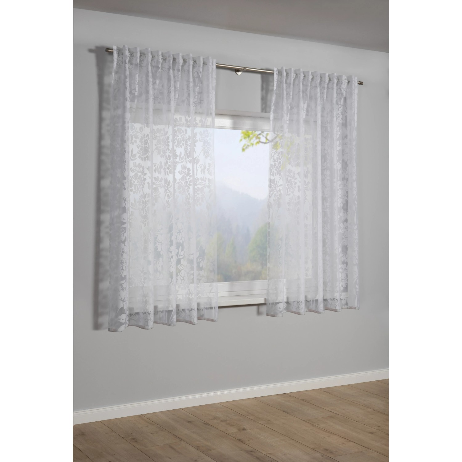 Sehlbach Záclona so skrytými pútkami kvetinový, voálový efekt, biely, 135x175 cm Sehlbach Záclona so skrytými pútkami kvetinový, voálový efekt, biely, 135x175 cm