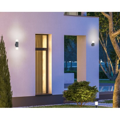 Trio Vonkajšie svietidlo Hoosic s det. pohybu, IP44, antracit, pr. 8,5 x 17,5 cm Trio Vonkajšie svietidlo Hoosic s det. pohybu, IP44, antracit, pr. 8,5 x 17,5 cm