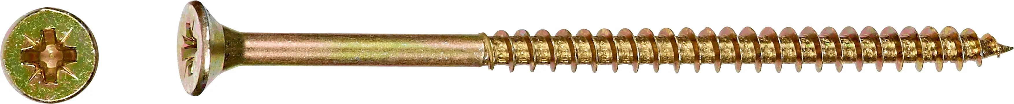 Uni skrutky so zápustnou hlavou PZ2 čiastočný závit žlto pozink. 5x80 mm, 50 ks Uni skrutky so zápustnou hlavou PZ2 čiastočný závit žlto pozink. 5x80 mm, 50 ks