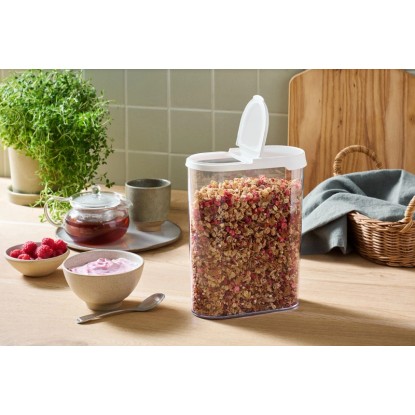 Priehľadná dóza na suché potraviny SmartStore Flip 2,4 l. Priehľadná dóza na suché potraviny SmartStore Flip 2,4 l.