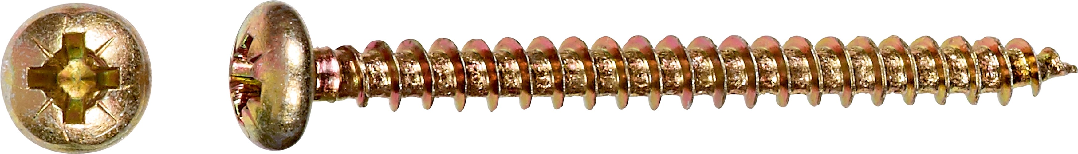 Uni skrutky s polguľatou hlavou PZ2 plný závit žlto pozinkovaný 5 x 30 mm, 15 ks Uni skrutky s polguľatou hlavou PZ2 plný závit žlto pozinkovaný 5 x 30 mm, 15 ks