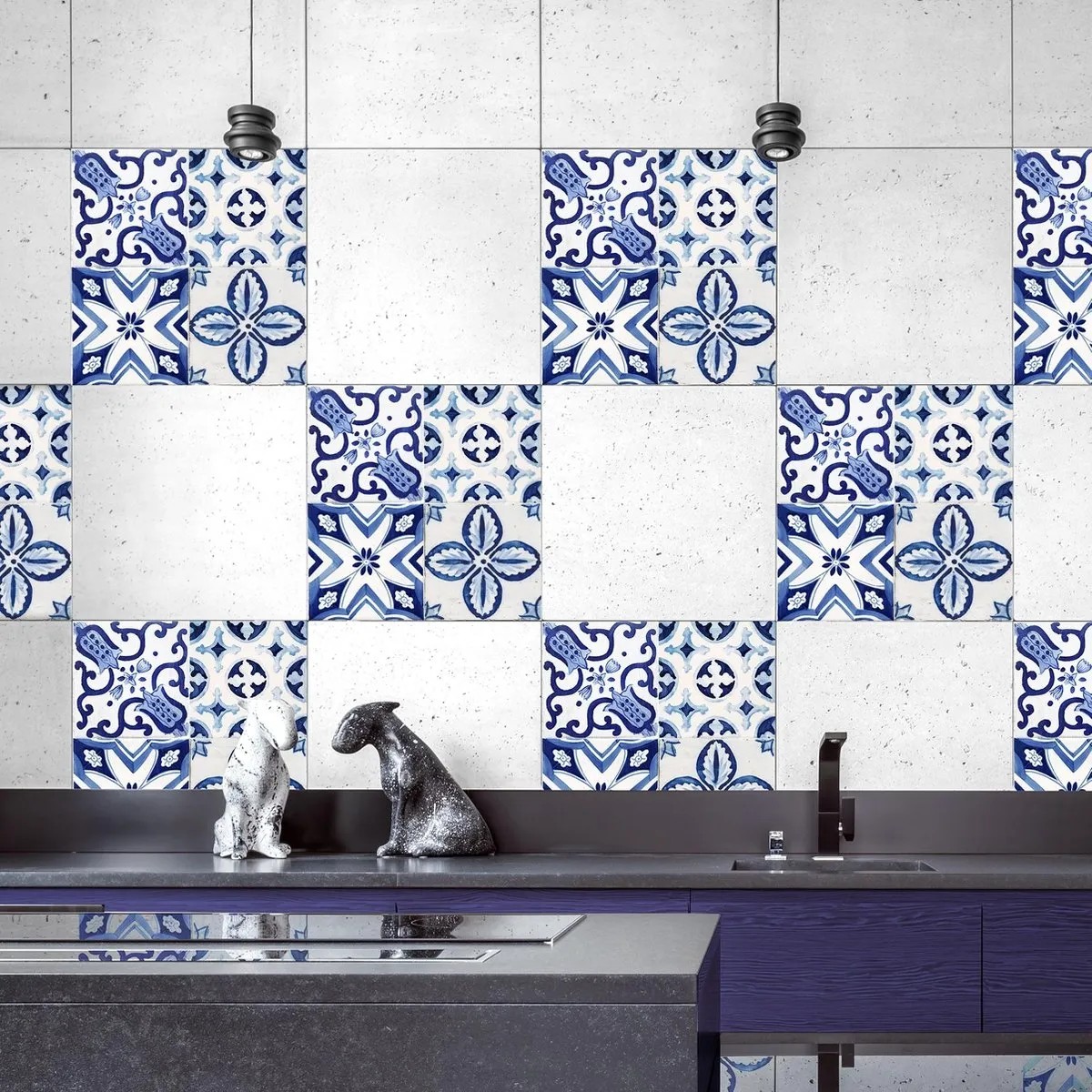 Crearreda Samolepiace dekorácie, kachličky azulejos, 3 hárky, 20 x 20 cm Crearreda Samolepiace dekorácie, kachličky azulejos, 3 hárky, 20 x 20 cm