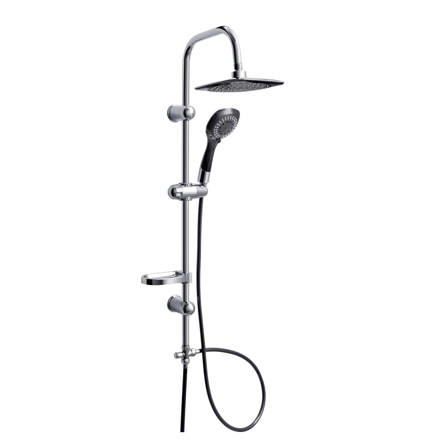 Eisl Súprava s hlavovou sprchou Duschtraum s poličkou chróm/čierna Eisl Súprava s hlavovou sprchou Duschtraum s poličkou chróm/čierna