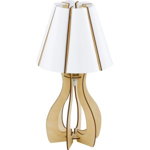 Eglo Cossano stolná lampa: Nočná lampa z javorového dreva s bielym tienidlom.