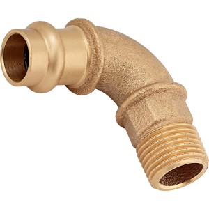 Lisovacie koleno 90 stupňov z červeného bronzu, 15 mm x 21 mm (R 1/2) pre medené rúry.