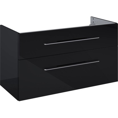 Maximus Skrinka pod umývadlo Madrid, 2 zásuvky, čierna + strieb. úchytky, 100 cm