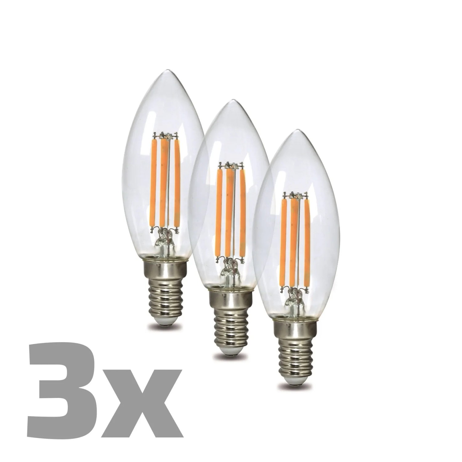 E-shop EURO-LUX LED žiarovka Filament C37 E14, 4 W, 470 lm, 2700 K, pr. 37 x 50 mm, 3ks