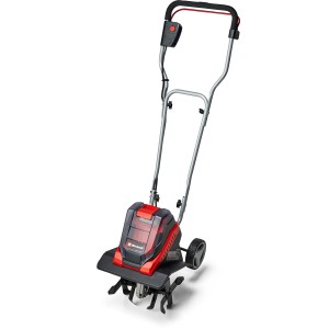 Einhell GE-CR 30 Li Solo akumulátorová motyka: Akumulátorový kultivátor s červenými a čiernymi prvkami.