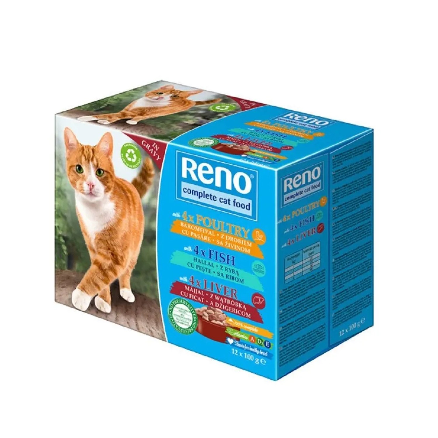 E-shop Reno Kapsičky pre mačky pečeň/ryba/hydina, 12x 100 g