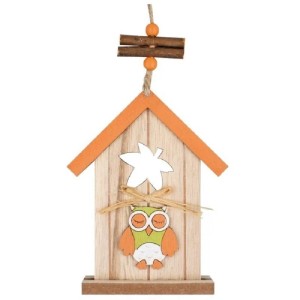 Anděl Přerov Drevená búdka na zavesenie, oranžová, 15 cm