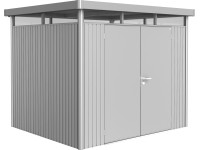Biohort Plechový domček HighLine H3 2krídlové dvere, strieborná, 275x235x222 cm