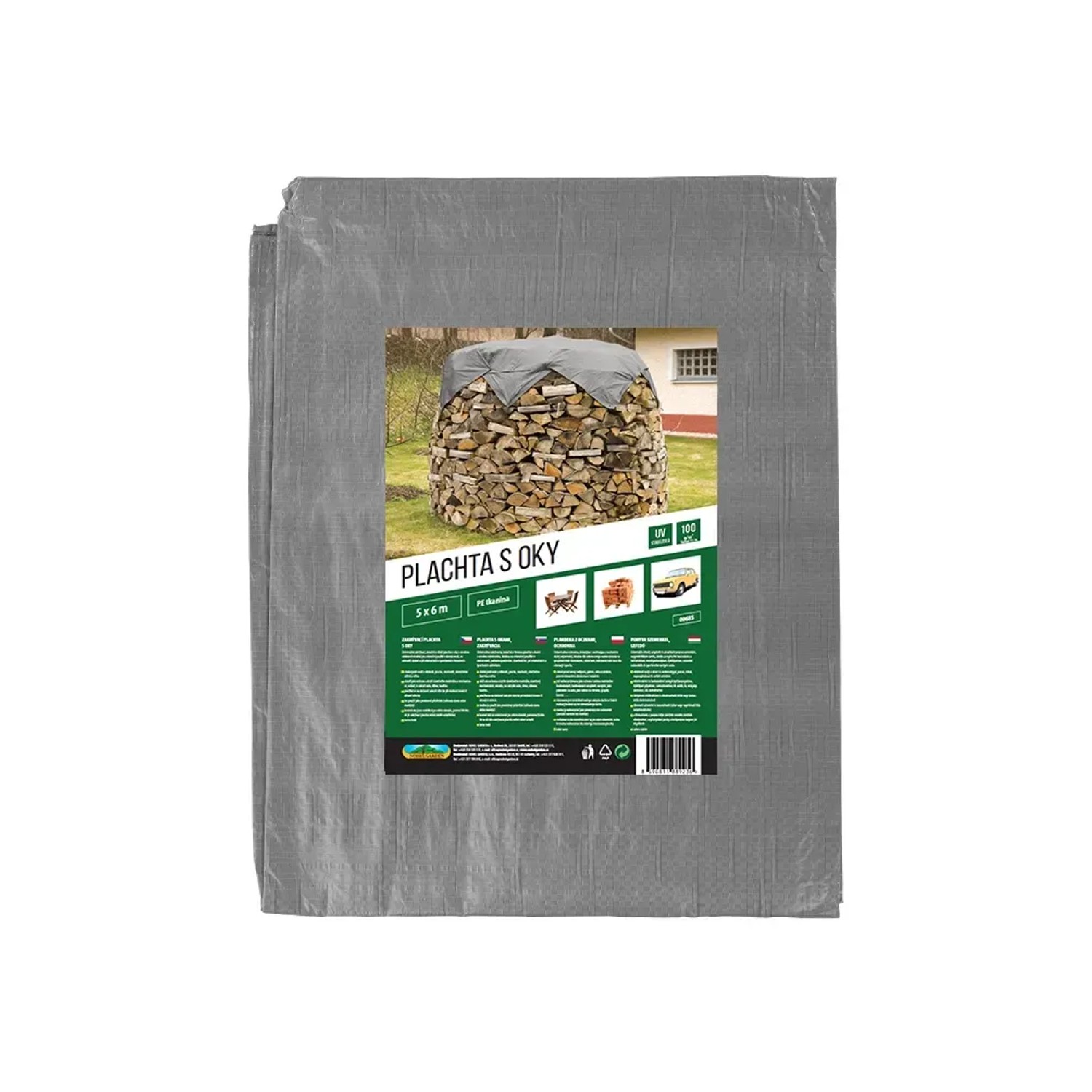 E-shop NOHEL GARDEN Plachta s okami kašírovaná sivá 100 g, 5 x 6 m