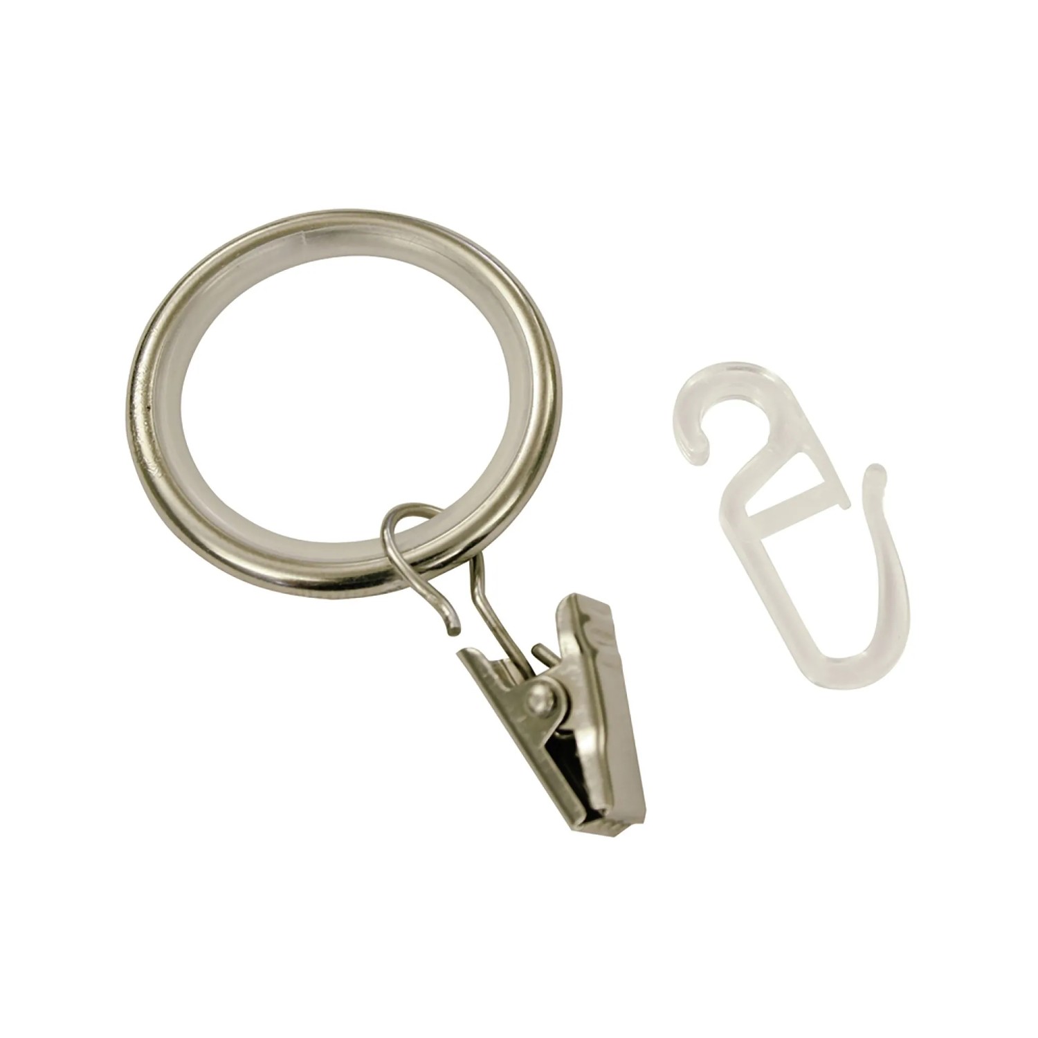 E-shop Gardinia Záclonové krúžky s klipmi a háčikmi Ally, kov nerez, pr. 37 mm, 10 ks