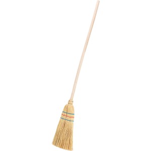 Detská ryžová slamená metla s drevenou násadou (99 cm).