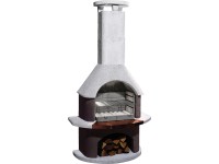 Buschbeck Záhradný grilovací krb San Remo, biela/hnedá, 110 x 65 x 206 cm