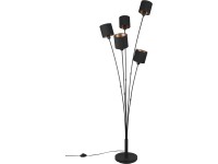 Stojanové svietidlo Tommy 5x E14 čierne látkové tienidlo čierno-zlaté