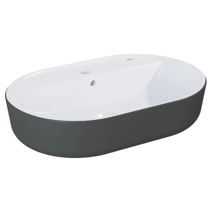 Roca Umývadlo na dosku Domus Oval antracit matná/biela vysoký lesk 13x55x40 cm