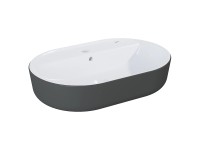 Roca Umývadlo na dosku Domus Oval antracit matná/biela vysoký lesk 13x55x40 cm